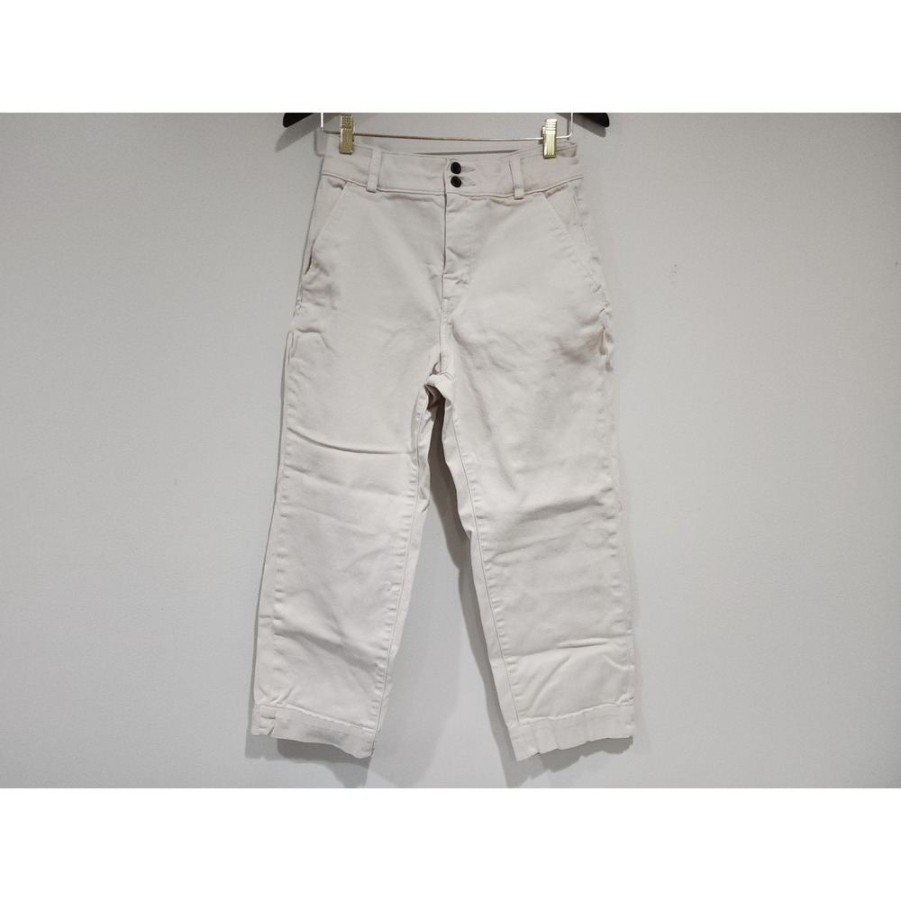 Everlane Ankle Pants Womens 6 Off White Organic Cotton Straight Leg Streetwear